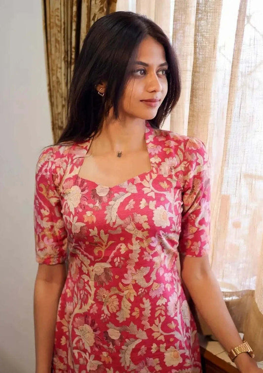 Blush Pink Flower Cotton Kurti