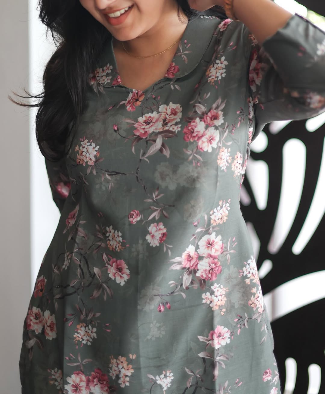 Verdant Valley Grey Cotton Kurti