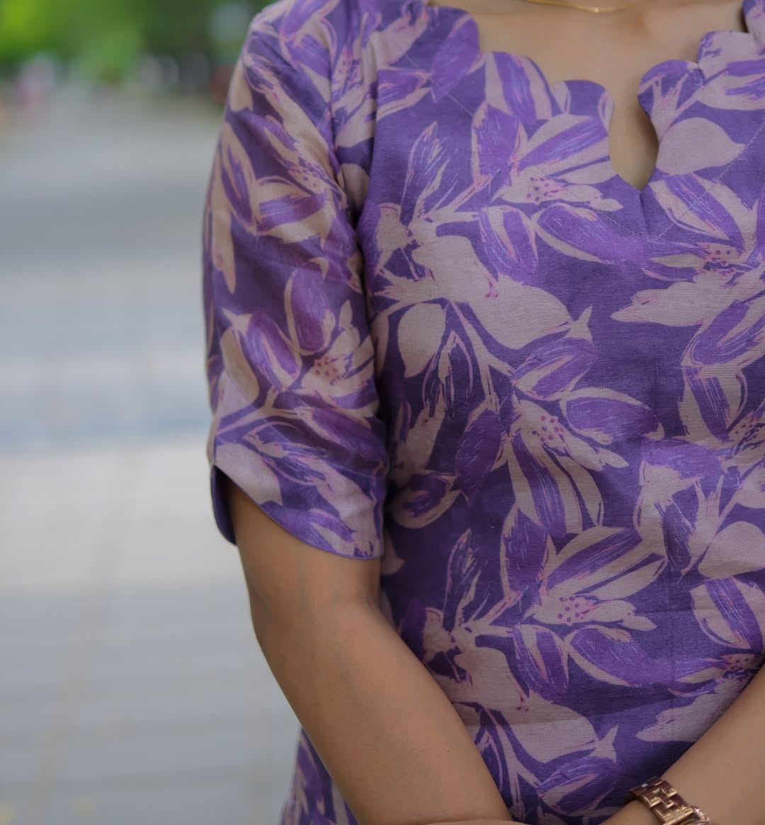 Elegance Lavender Scallop Cotton Kurti