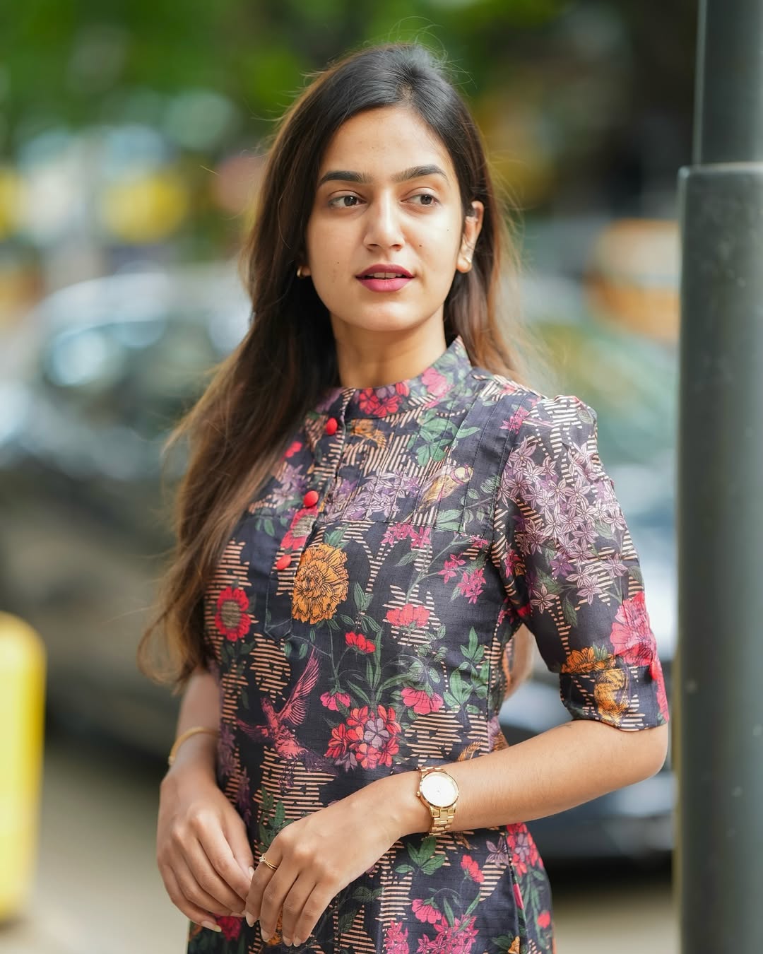 Diya Rose Black Printed Cotton Kurti