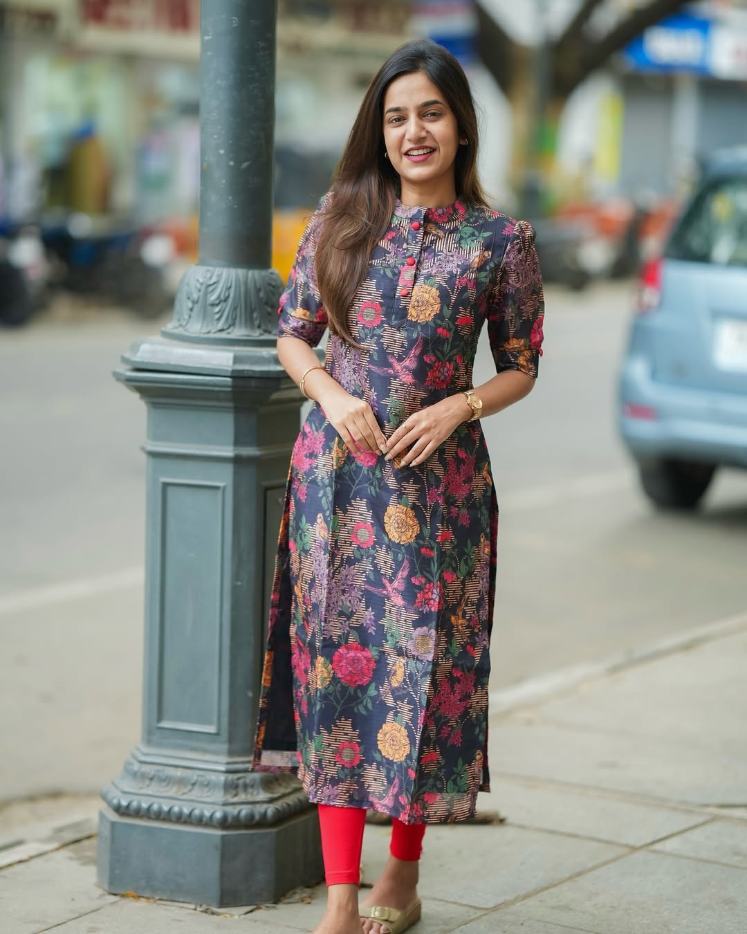Diya Rose Black Printed Cotton Kurti