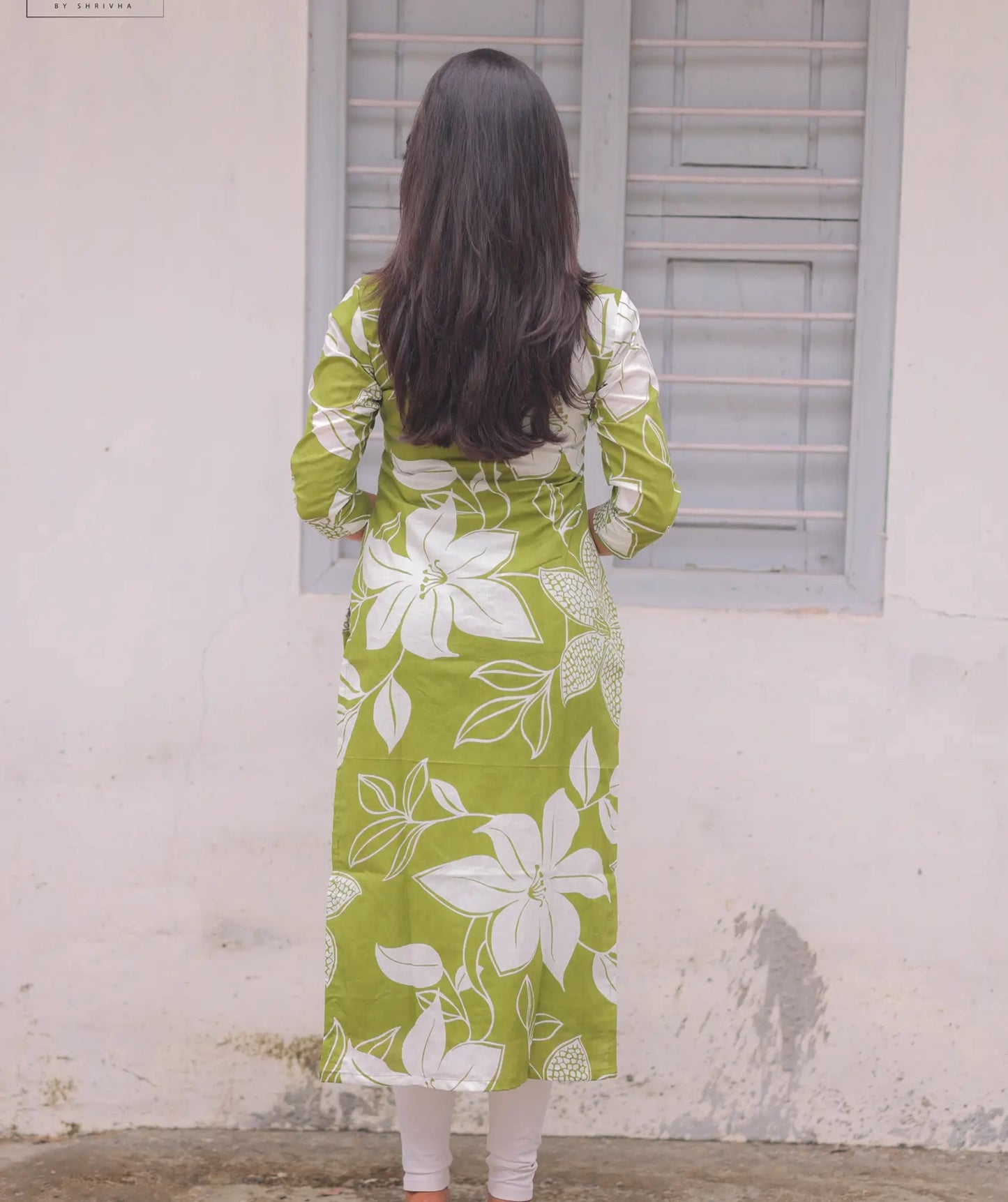 Elegant Leaf Green Cotton Kurti