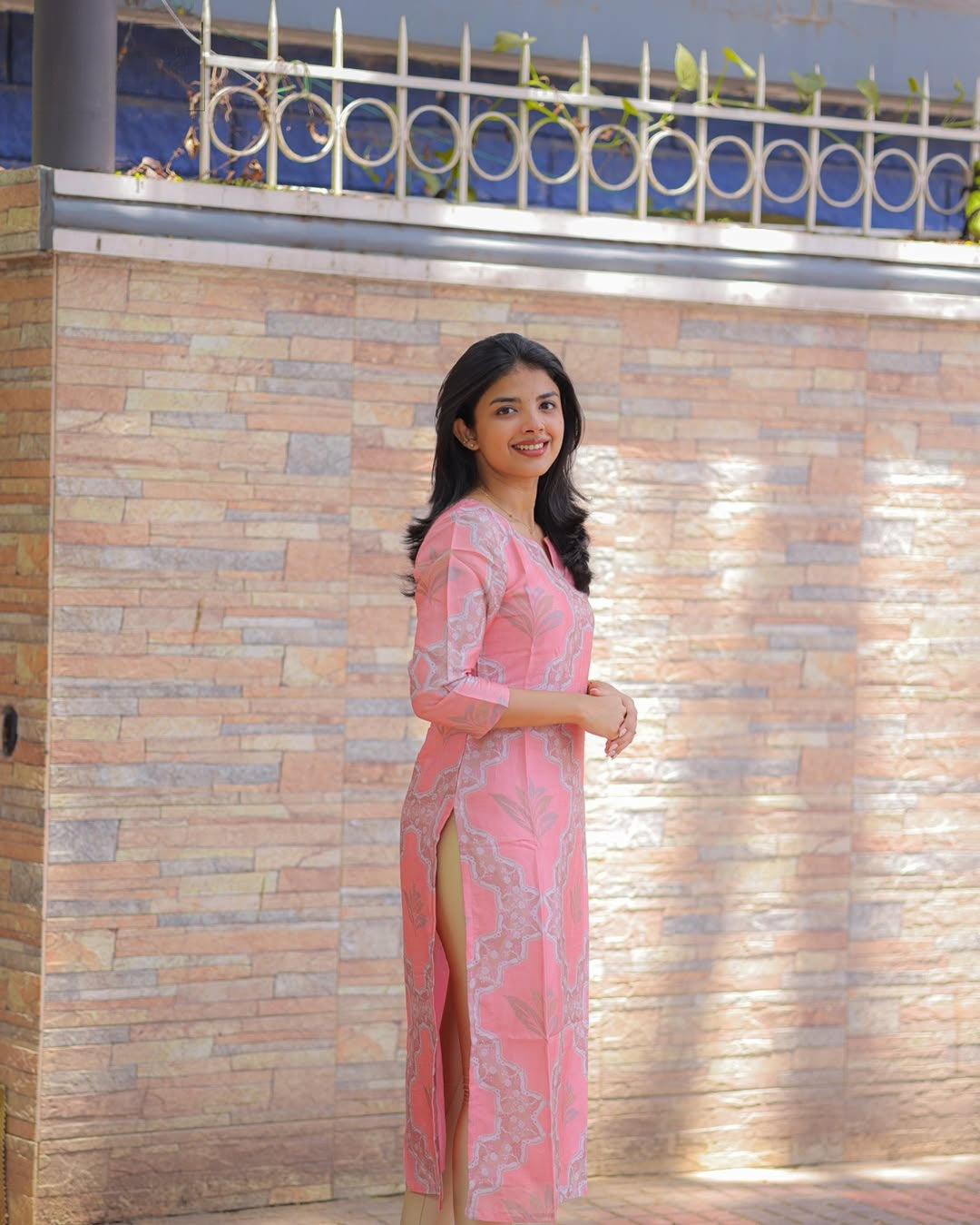 Baby Pink Cotton Kurti