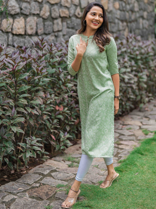 Mint Green Floral Comfort Kurti