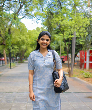 Pastel Blue Shimmer Kurti - Casual Elegance