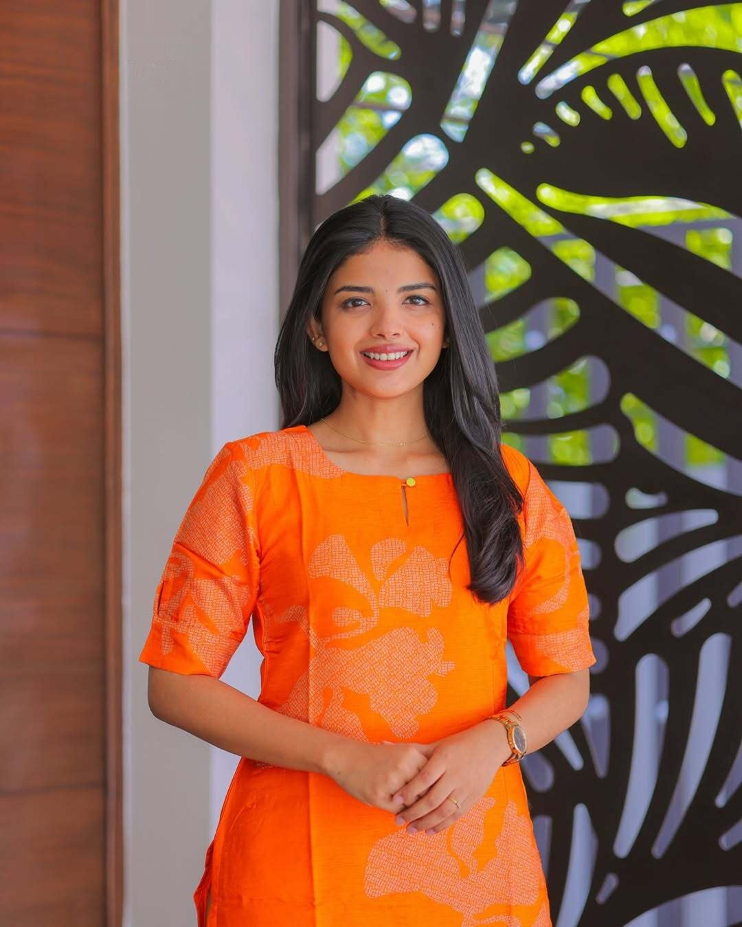 Bright Orange Cotton Kurti
