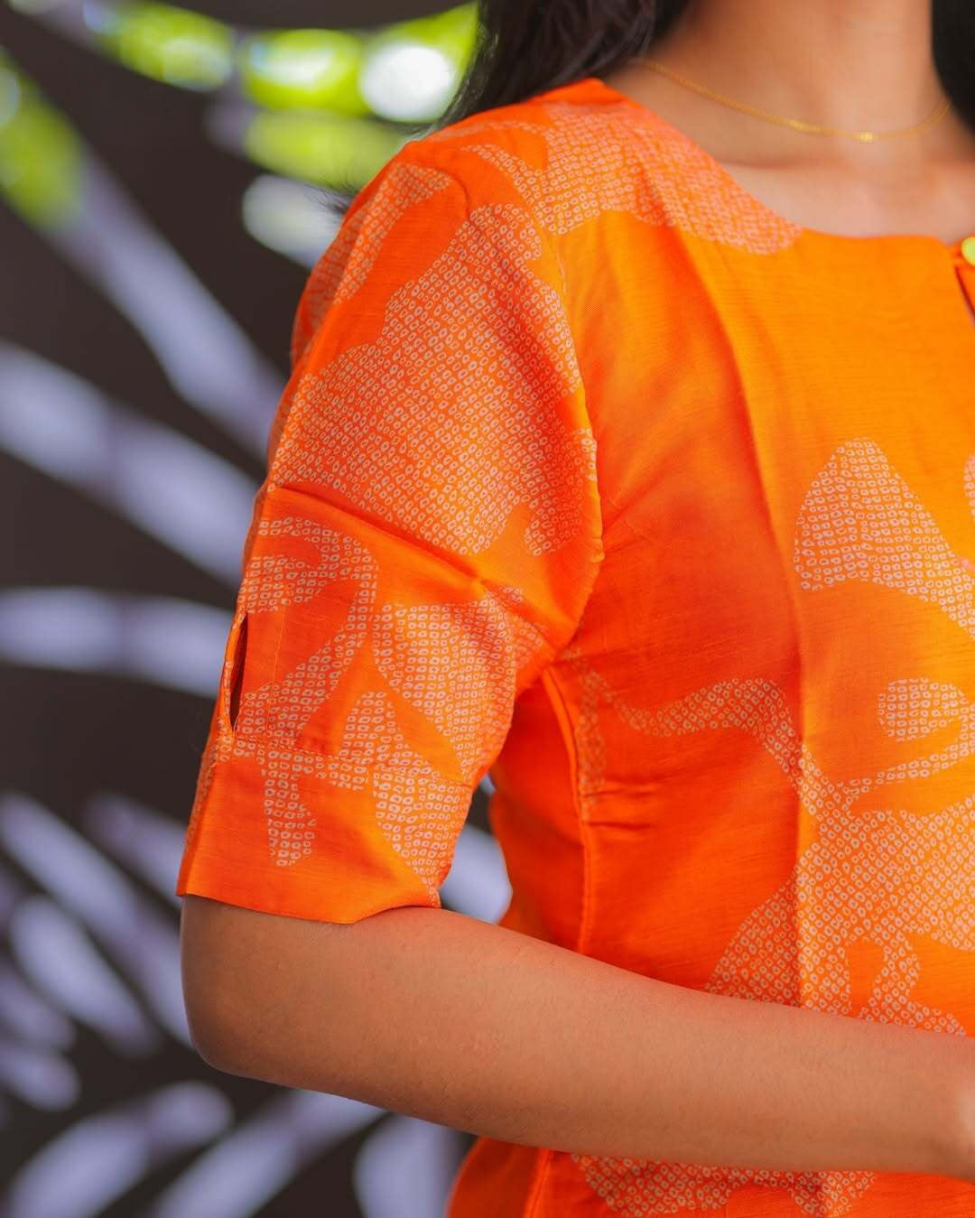 Bright Orange Cotton Kurti