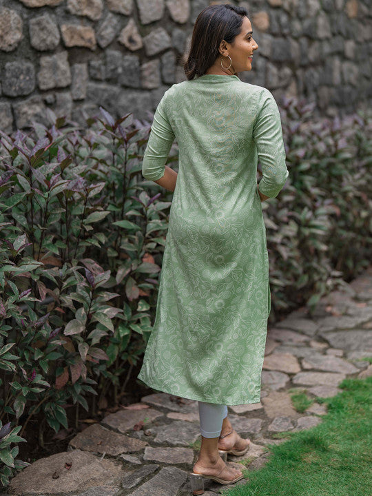 Mint Green Floral Comfort Kurti