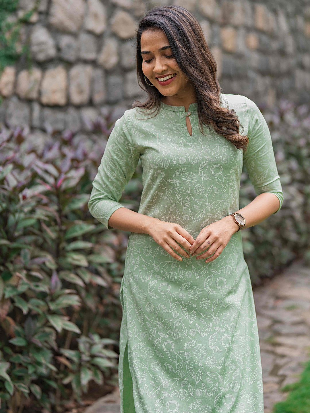 Mint Green Floral Comfort Kurti