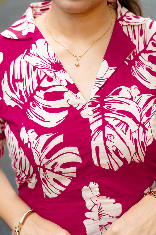 Magenta Leafy Paradise Kurti