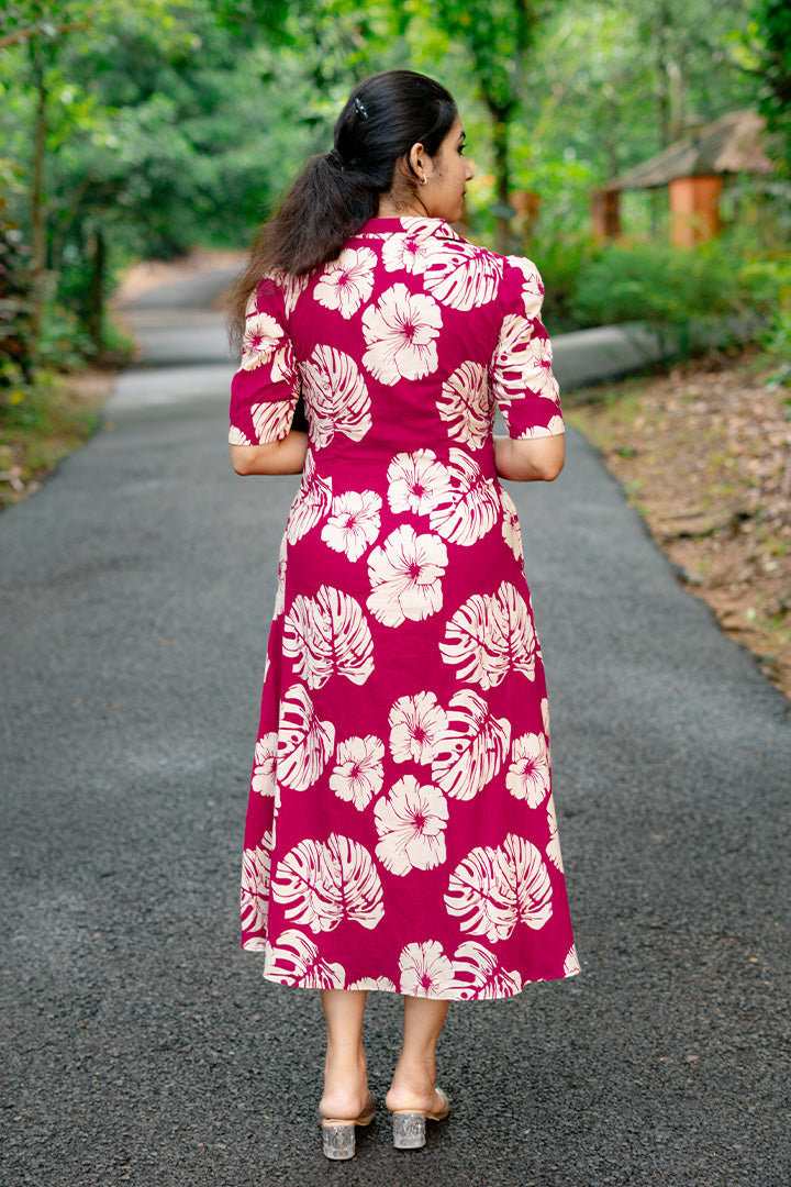 Magenta Leafy Paradise Kurti