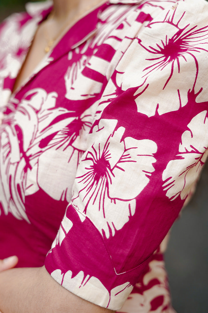 Magenta Leafy Paradise Kurti