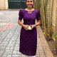 Royal Purple Cotton Kurti with Puff Sleeves