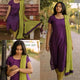 Purple Cotton Kurti with Dupatta Set