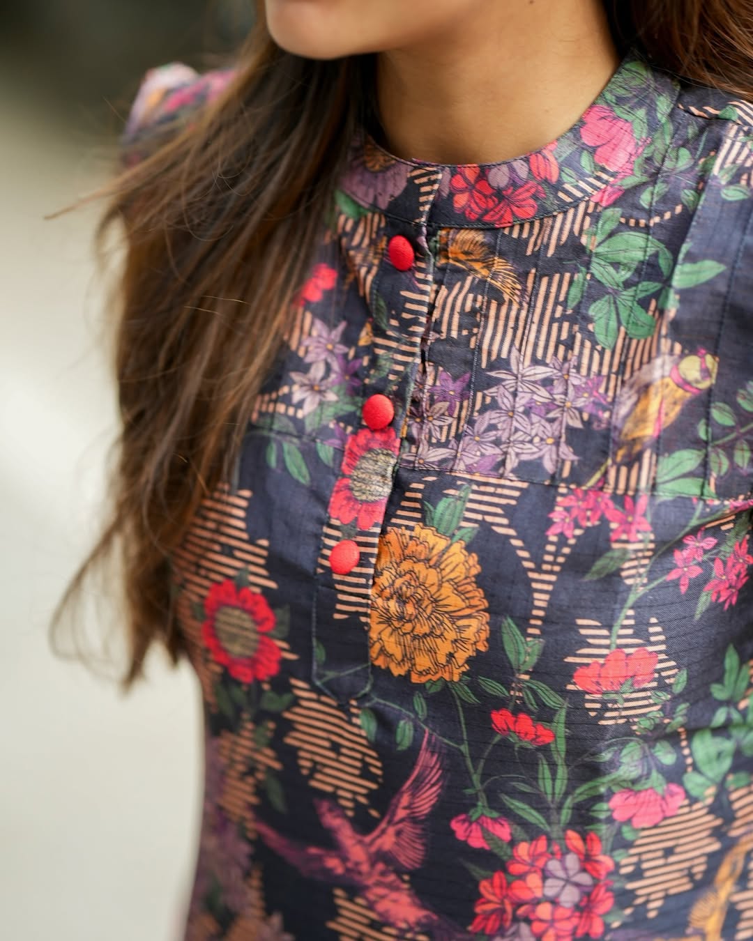 Diya Rose Black Printed Cotton Kurti