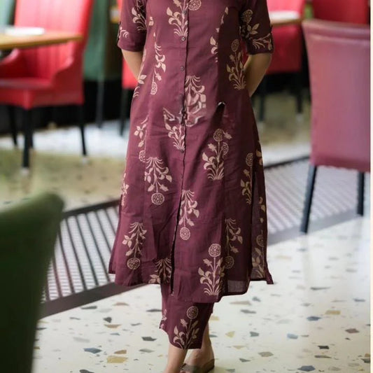 Maroon Sunshine Cotton Co-ord Set