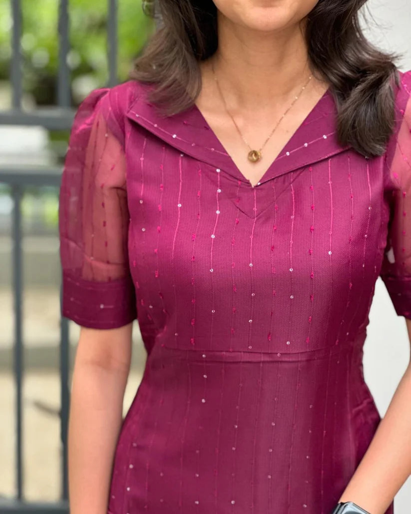 Elegant Organza Crochet Kurtis