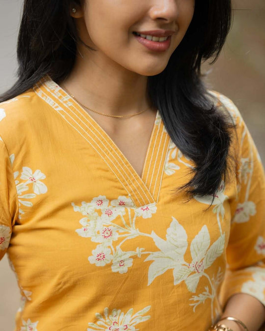 Mustard Magic Cotton Kurti